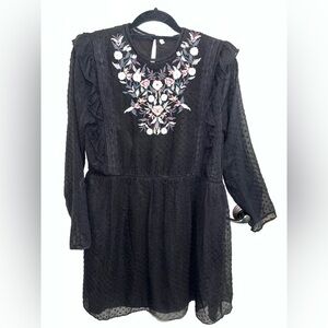 Zara floral embroidered dotted dress